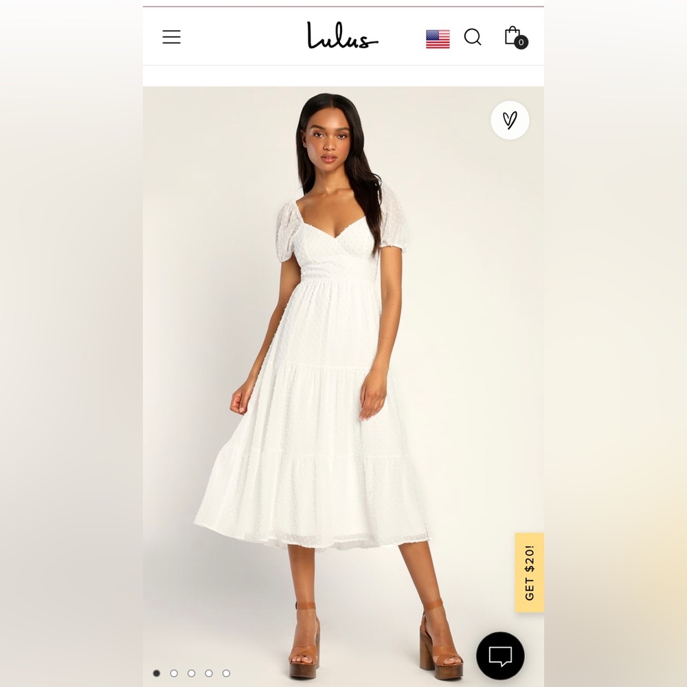 Lulus White Swiss Dot Midi Dress - image 4